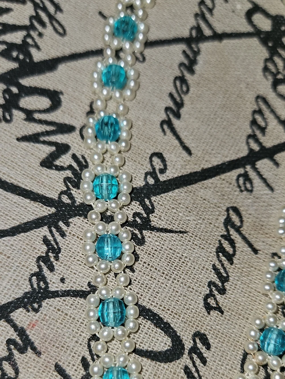 Turquoise and White Beaded Necklace – Elegant Pearl Accent